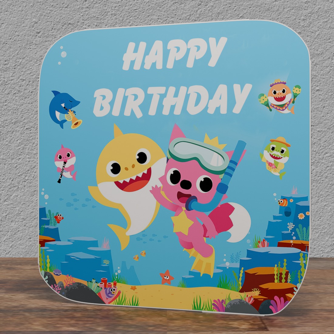 Baby Shark Happy Birthday Poster - 46" Tall Cardboard Cutout Standee