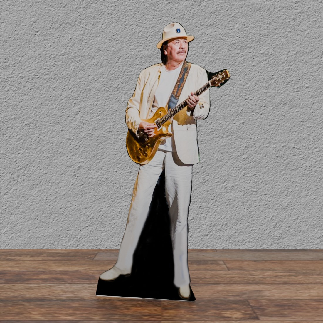 Carlos Santana -60's-present- White Suit Gold Guitar - 70"Tall Cardboard Cutout Standee