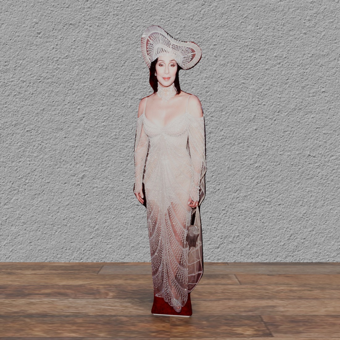 Cher - White Beaded Gown W/ Headdress - 69"Tall Life Size Cardboard Cutout Standee