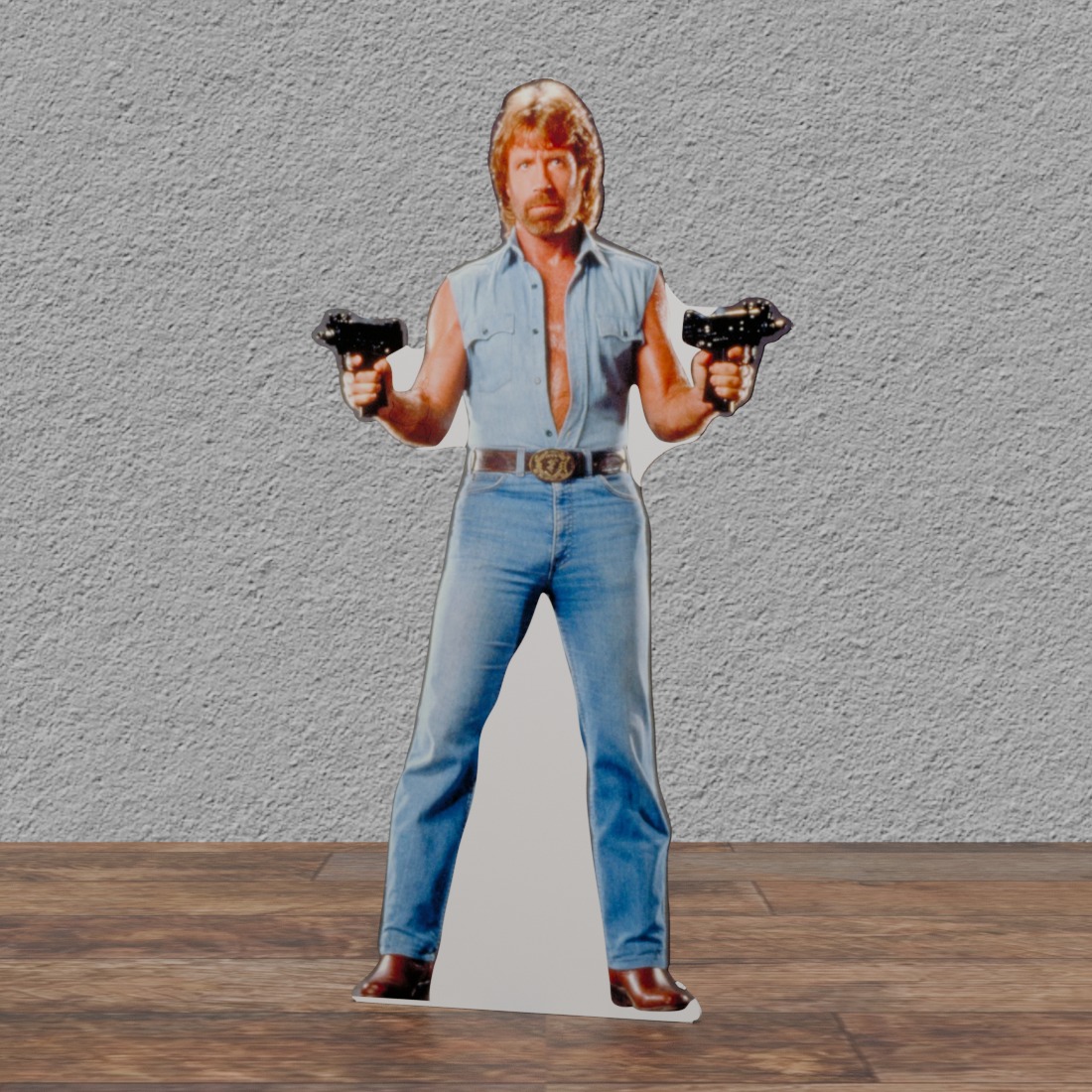 Chuck Norris Double GUN 36" Tall Cardboard Cutout Standee