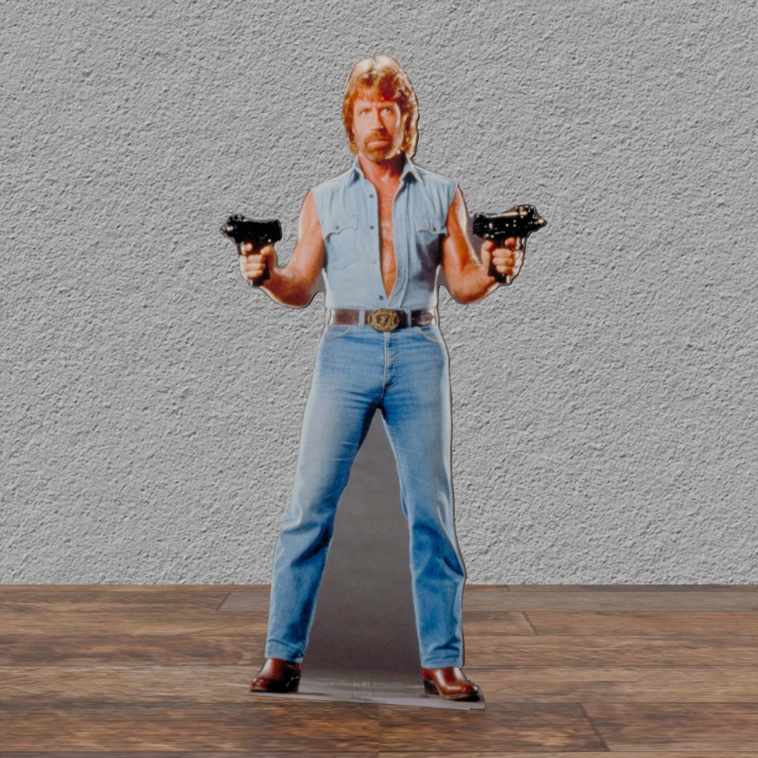 Chuck Norris - Double GUN - 69" Tall Life Size Cardboard Cutout Standee