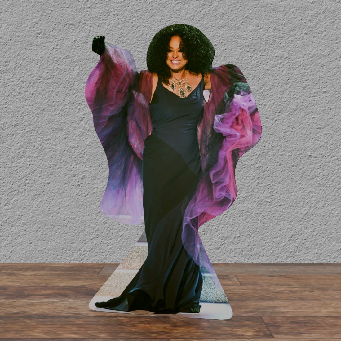 Diana Ross - Black Gown Fuschia Stole - 65"Tall Life Size Cardboard Cutout Standee