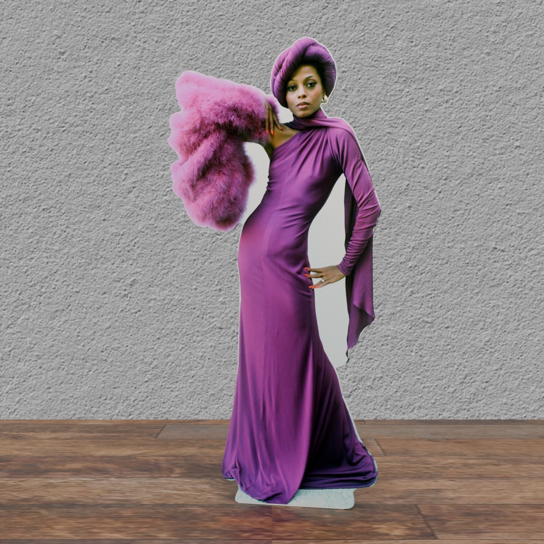 Diana Ross - Fuschia Gown AND Wrap - 65" Tall Life Size Cardboard Cutout Standee