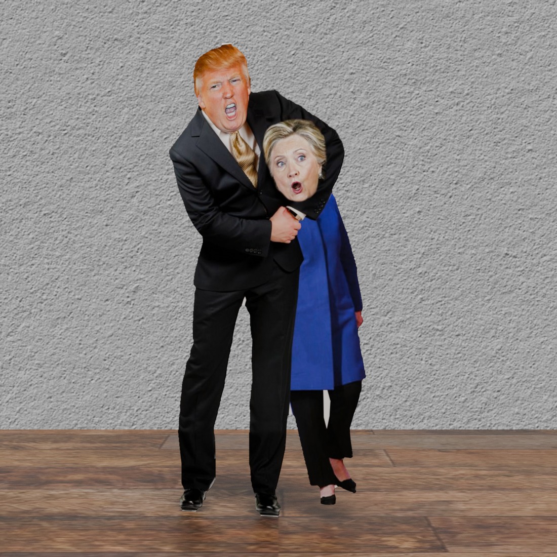 Donald Trump Giving a Hillary a Headlock Cardboard Cutout 72" Tall