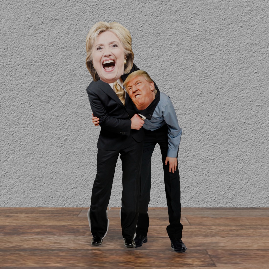 Hillary Clinton Giving Donald Trump a Headlock 72" Tall Cardboard Cutout