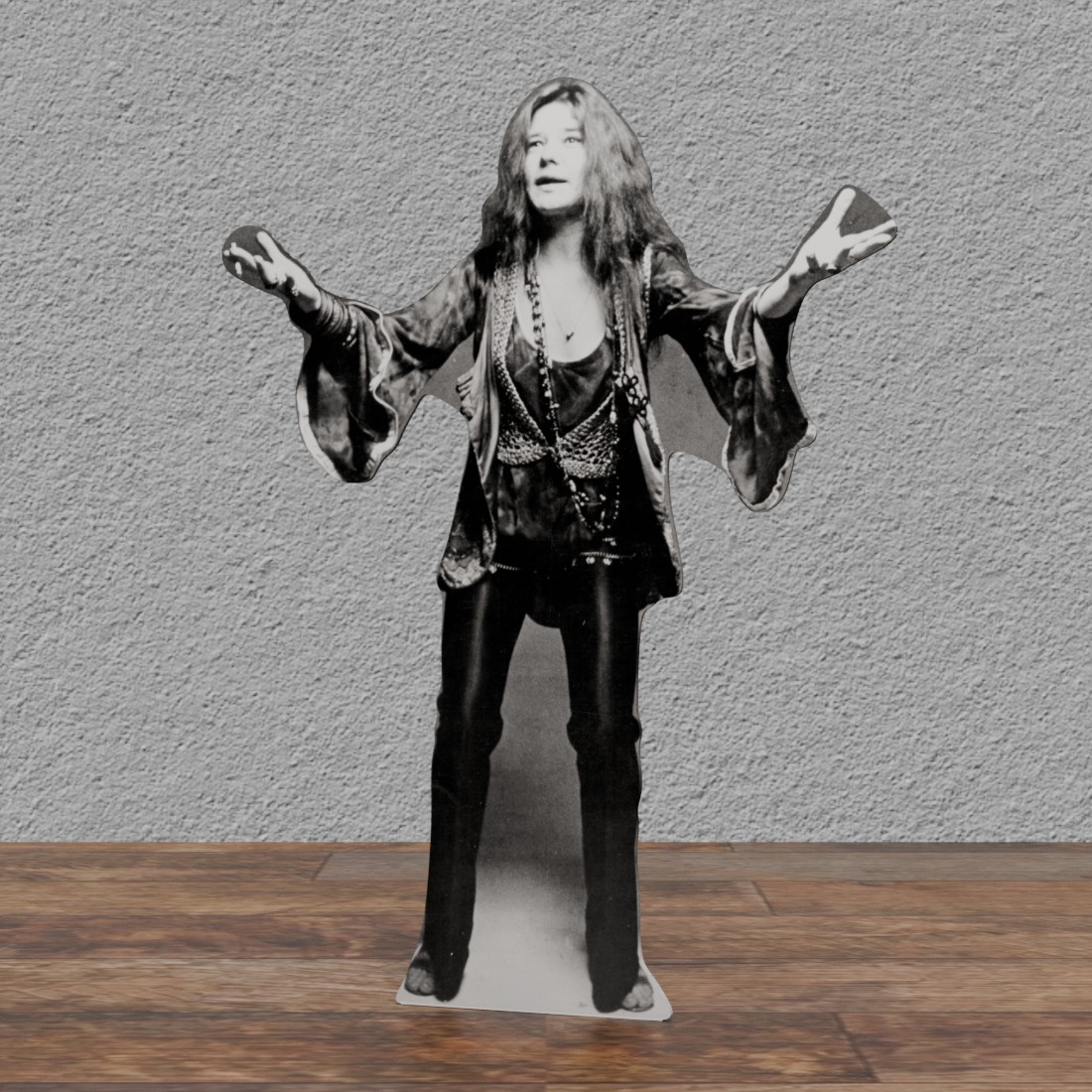 Janis Joplin Performs -60's - Black & White - 60" Tall Life Size Cardboard Cutout Standee
