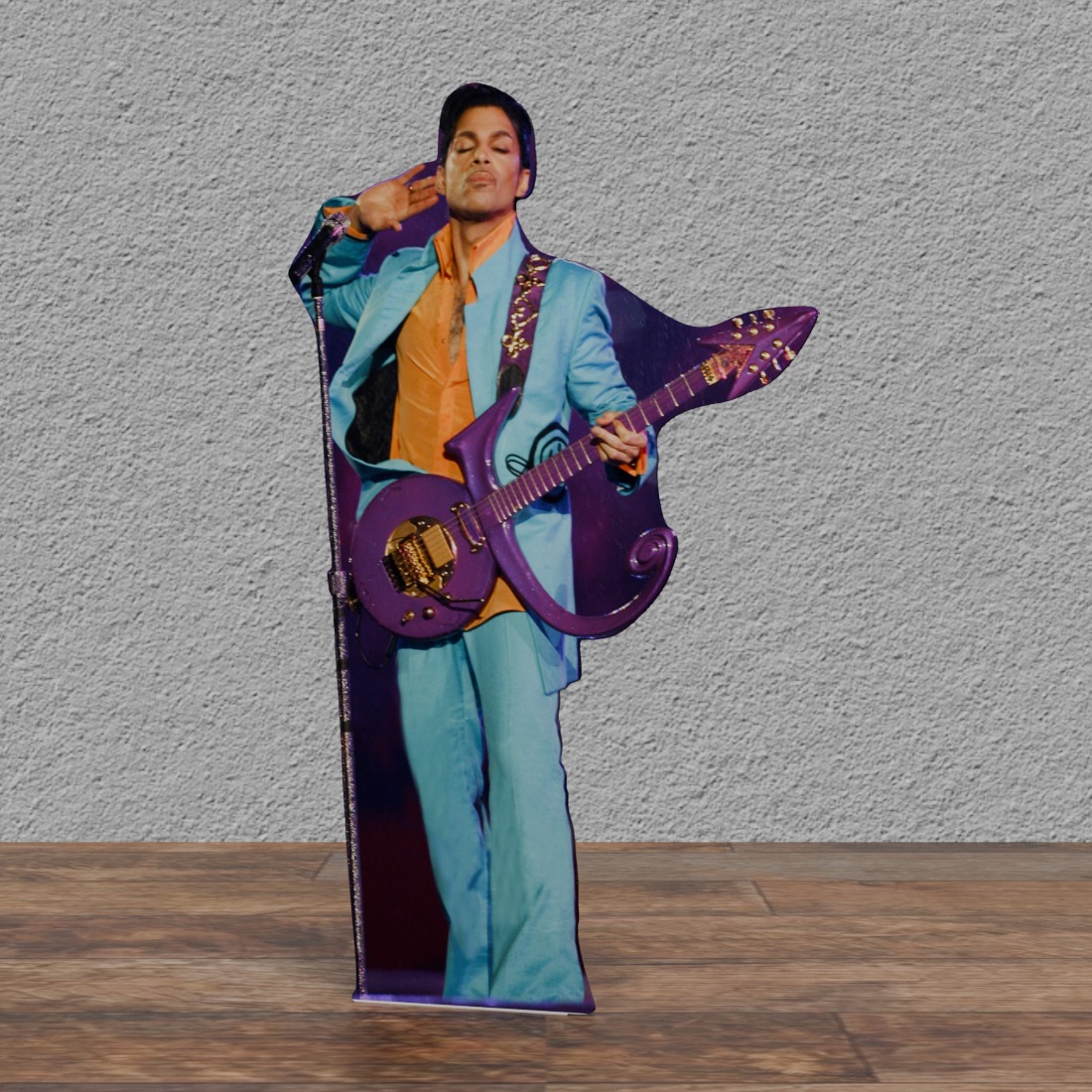Prince - Turq Suit/orange Shirt/ Purple Guitar 63" Tall Cardboard Cutout Standee
