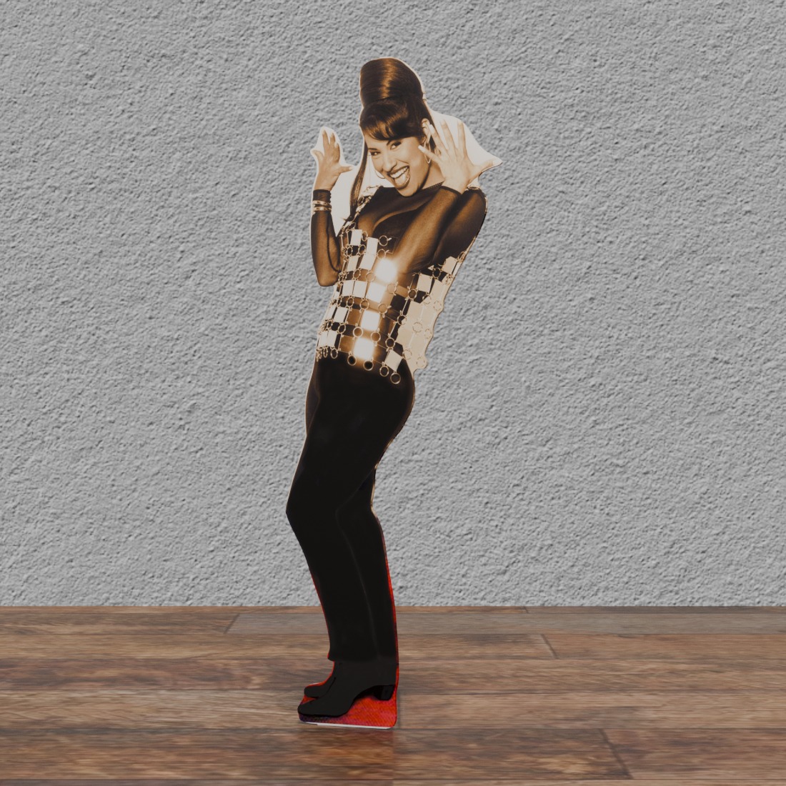 Selena Q - Dazzling IN Mirrored Vest - 65" Tall Life Size Cardboard Cutout Standee